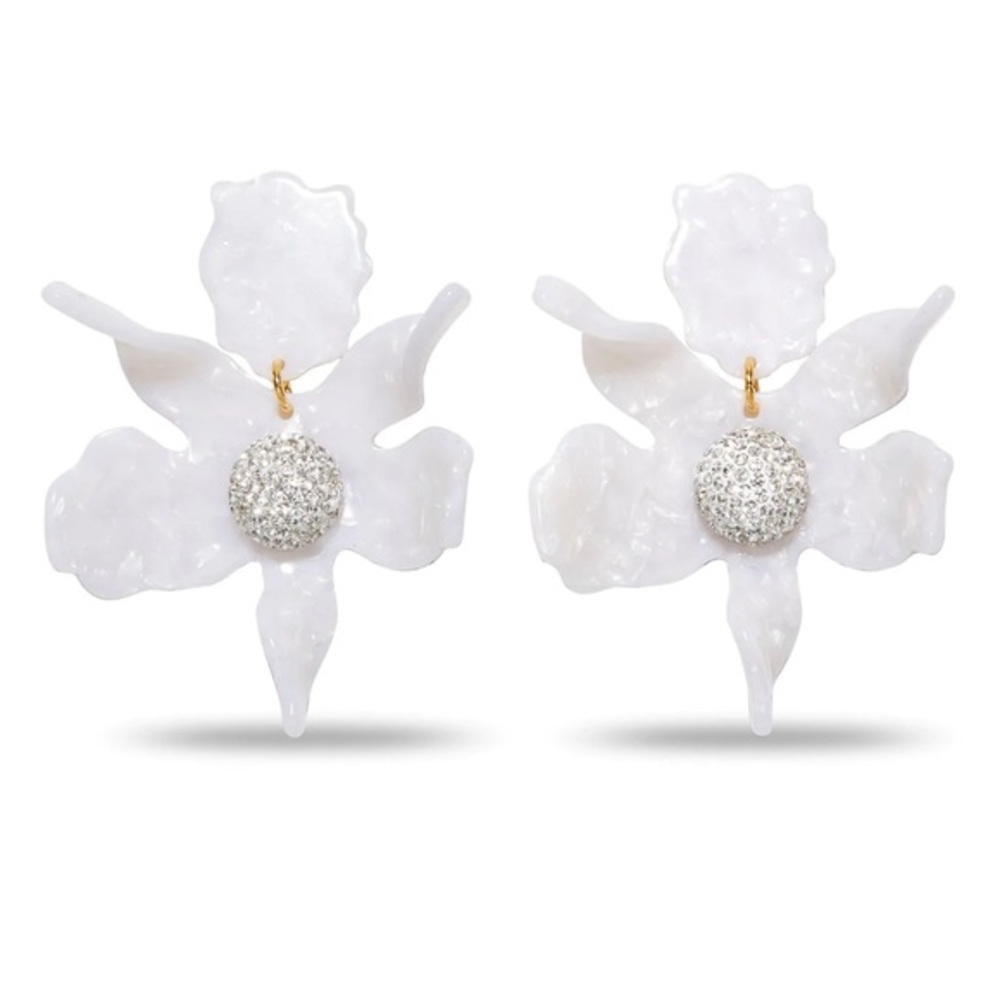 Lele Sadoughi Mother of Pearl Crystal Lily Earrings *NEW*